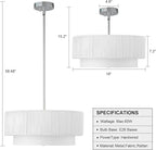 Rattan Farmhouse Chandeliers for Dining Room，Rattan Pendant Light Fixture Boho Light Fixtures with Fabric Shade Chandeliers for Bedroom Dining Room Foyer Kitchen Hallway Farmhouse（White）