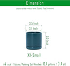 D'vine Dev Set of 2 Plants Pots, 3.5 Inch Ceramic Planter Pot for Plants with Drainage Hole and Saucer, Teal, 94-V-A-9