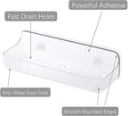 TZAMLI Shower Caddy Bathroom Shelves, No Drilling Self Adhesive Shelf Plastic Clear Shower Organizer, Wall Mounted Rack Inside Shelves for Bathroom Kitchen Storage