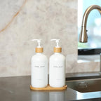 Kitchen Soap Dispenser Set, Hand and Dish Soap Dispenser for Kitchen Sink (White)