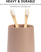 Matte Dusty Pink/Mauve Toothbrush and Toothpaste Holder and Cup for Bathroom Vanity and Countertop, Round Organizer for Electric Toothbrushes, Floss, Razors, Cotton, and Mouthwash