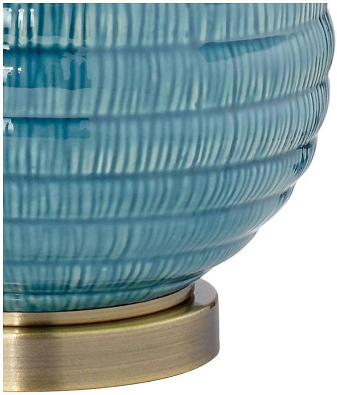 360 Lighting Kayley 24" High Small Mid Century Modern Coastal Table Lamps Set of 2 Blue Ceramic Linen Shade Living Room Bedroom Bedside Nightstand House Office Home Reading Kitchen Entryway Console