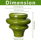 Ceramic Pot for Plants 11 Inch - Plant Pot for Indoor Outdoor, Decorative Bonsai Planter with Drainage Hole, Flower Pots for Office, Gift for Men Women, Green
