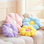 Flower Pillow, Pink Daisy Flower Decorative Pillows for Bed, Cute 19.6" Flower Shaped Pillow with Soft Faux Rabbit Fur Dorm Home Decor Floor Seating Cushion