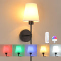 Battery Operated Wall Sconce, 120H Usage Time 22.6" Rechargeable Wall Light with Dimmable Bulb, 12 Colors Wall Sconce for Bedroom Living Room, Black
