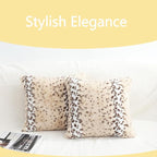 Throw Pillows Covers 22x22, Flully Animal Fur Pillow Cover Snow Leopard Cheetah Print Decorative Accent Cushion Covers Pillowcases for Couch Sofa Bedroom Living Room, Beige