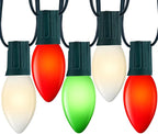 Minetom Outdoor Christmas Lights, 50 FT Vintage Red Green and White C9 Christmas String Lights for Christma Holiday Indoor Room Roofline Backyard Garden Patio Home Decor, E17 Base, Green Wire