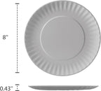 TP Melamine Plates Set of 8, 8-Inch Lightweight Reusable Plates for Picnic, Party, BBQ & Camping, Dishwasher Safe Tableware for Salads, Appetizers & Desserts, Grey