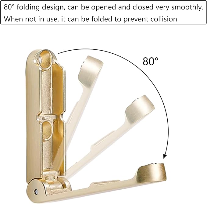 4Pcs Folding Coat Hooks, Zinc Alloy Folding Wall Hook for Hanging Coat Scarf Hat Robe Key Purse, Foldable Invisible Hook with Screws (Gold)