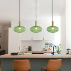 KCO Lighting Modern Gold Pendant Lights Kitchen Island Lighting Large Green Glass Globe Pendant Light Brass Dining Room Hanging Light Fixture Vintage Ribbed Ceiling Light