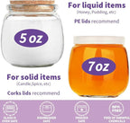 Syntic 40 Pack Small Glass Jars with Cork Lids, 7oz Empty Mason Jars for Making Candles, Yogurt Container with PE Lids for Wedding Favors, Baby Shower, Candy, Spices with Twine, Labels