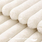 Pallene Faux Fur Plush Lumbar Christmas Throw Pillow Covers 12x20 Set of 2, Luxury Soft Fluffy Striped Decorative Pillow Covers for Sofa, Couch, Living Room, Cream White