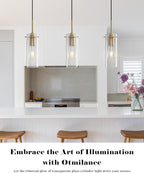 Gold Glass Pendant Lights, Island Pendant Lights for Kitchen, Blown Glass Pendant Light 2 Packs, Modern Kitchen Pendant Light, Hanging Pendant Lights for Kitchen Island, Dining Living Room