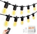 48FT LED Outdoor String Lights, S14 IP65 Waterproof Patio Lights, Edison Shatterproof Bulbs with Remote Control Vintage Backyard Light, Garden, Deck Light