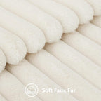 decorUhome Faux Fur Christmas Throw Pillow Covers 18x18 Set of 2, Decorative Soft Plush Striped Neutral Couch Euro Pillow Covers with Velvet Back for Sofa, Bed, Living Room Home Decor, Cream White