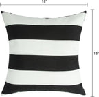 FUNHOME Outdoor Throw Pillows Water Resistant 18x18 inch,Decorative Throw Pillow with Insert Set of 2,Hidden Zipper Headrests for Patio Furniture Sofa Couch Chair (Black White Stripe)
