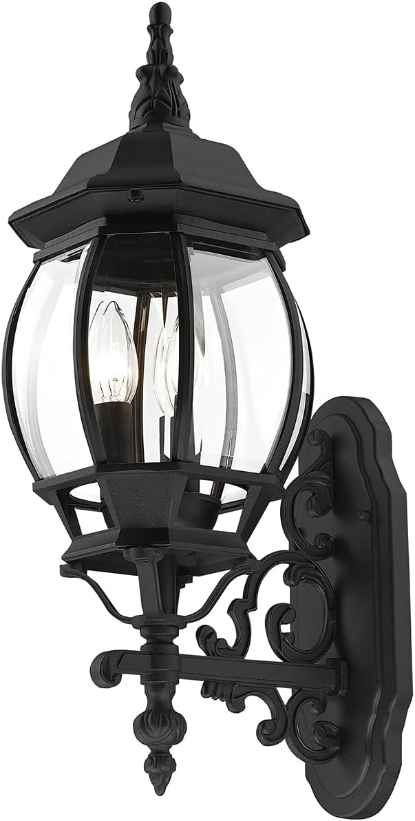 3 Lt Textured Black Outdoor Wall Lantern 7524-14