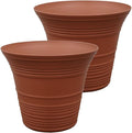The HC Companies Sedona Round Self-Watering Pot - Lightweight Self Care Planter - Plastic Planter for Herbs & More - Durable Plant Pots for Indoor Plants & Outdoor Plants (12" Clay, Pack of 2)