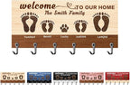 Welcome to Our Home Personalized Family Key Holder Custom Name Wall Mounted Key Hanger for Entryway Hallway Home Decor Organizer Hanger Birthday Wedding Housewarming Gifts for Family Couple