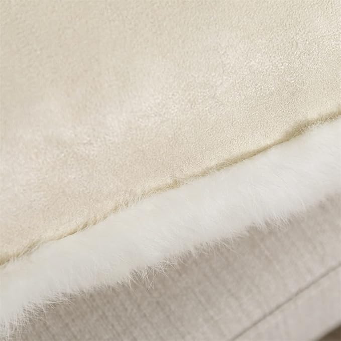 Rabbit Hide Skin Fur Pillow Case Cushion Cover Leather Fur Throw Decorative Pillowcase for Living Room,Beds (White, 50×50cm（20in×20in）)