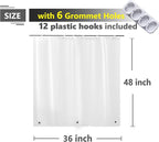 Waterproof Shower Curtain for Window Inside Shower, 36 x 48 Inches Short Plastic Bathroom Window Curtain Heavy Duty Vinyl with Hooks, Silky Frost, 36x48
