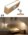 Wall Lights Battery Operated Wooden,Magnetic Wall Sconces Rechargeable,Adhesive Wall Lights for Bedroom,Dimmable Wall Mounted Bedside Lamp,Cordless Battery Wall Sconce for Bedroom Reading