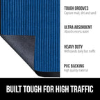 GORILLA GRIP Traffic Guard Door Mat, 47x35, Heavy Duty Welcome Mats, Commercial Office Space Doormat, Waterproof, Fade Resistant, Strong Rubber Backing, Low Profile, Shoe and Boot Scraper, Blue