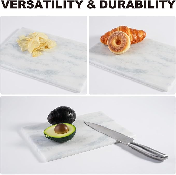 Natural Marble Cutting Boards for Kitchen - 12" x 8" Multi-Purpose Pastry Marble Tray Cheese Board Marble Slab for Counter, Bathroom Perfume Tray Jewelry Candle Plate (Namib Fantasy)