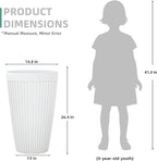 20" Resin Tall Planters for Outdoor Plants,Set of 2 Matt White Large Flower Pots with Handmade Fluted Texture,Heavy-Duty and Resistant for Year Round Indoor, Ideal for Christams Decoratione