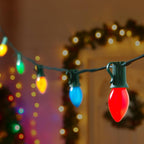 C7 Multicolor Christmas String Lights - 25ft Vintage Christmas Tree Lights, Outdoor Roofline String Lights with 25 Bulbs for Patio Garden Holiday Indoor Home Xmas Decoration