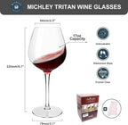 MICHLEY Unbreakable Red Wine Glasses 17 oz, Tritan Plastic Reusable Stemware for Indoor and Outdoor Use, Set of 4