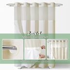 Extra Long No Hook Shower Curtain with Snap-in Fabric Liner Set,Slub Textured Fabric Shower Curtains for Bathroom,Hotel Style Modern Shower Curtain,Water Repellent & Washable,71x86(84),Cream