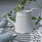 Cute Small Watering Can Indoor Plants Garden Metal Decorative Watering Cans for Outdoor Plants Bonsai Outdoor Garden Flower Decorative (White, 1.5L, 50.7 Oz)