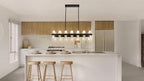 Black Linear Chandelier, 39 Inch 28-Lights Modern Kitchen Island Dining Room Over Table Light Fixture, Industrial Farmhouse Large Pendant Lighting with Crystal Shade