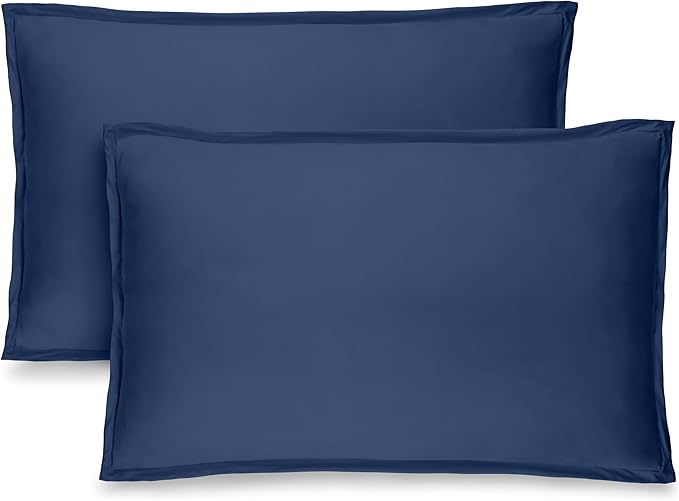 Bare Home Queen Pillow Sham Covers - Set of 2 - Premium 1800 Ultra-Soft Microfiber - Double Brushed - Bed Pillow Shams - Pillows Not Included (Set of 2, Dark Blue)