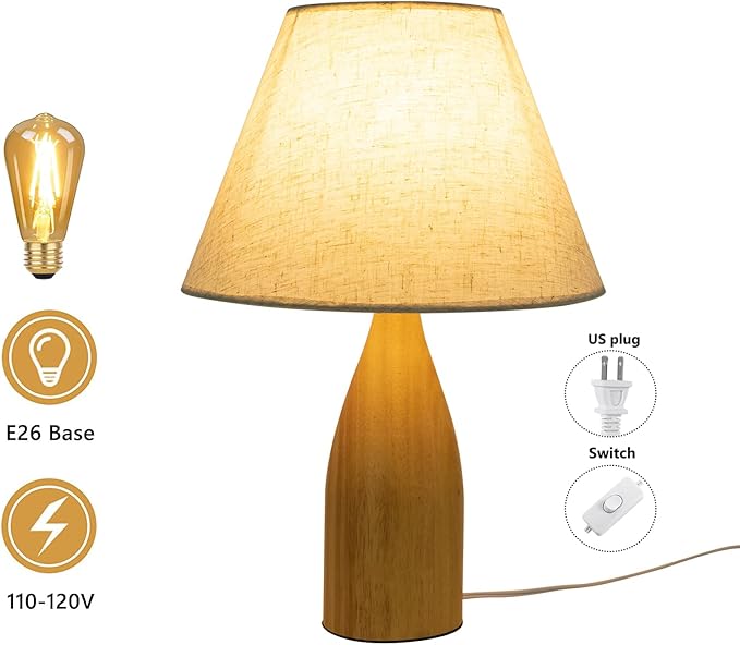 Eapmic Table Lamp,Bedside End Table Lamp Modern Nightstand Desk Lamp Geometric Lamp with Shade for Living Bedroom Office(Modern,Style 3)