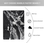 Natural Marble Cutting Board, Marble Pastry Board for Kitchen with Non-Slip Feet, Black with White Vein 16x12x0.7 Inch