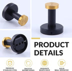 APLusee Black Gold Robe Towel Hook, Stainless Steel Coat Hanger, Clothes Holder for Bath Toilet Accessories, Wall Mounted