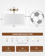 VONLUCE Semi Flush Mount Ceiling Light, 12.2'' Ceiling Light Fixture with Pleated Shade, 2-Light Modern Drum Light Fixture for Bedroom Living Room Entryway Hallway, White Shade & Bronze Finish