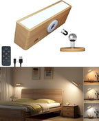 Wall Sconces,Battery Operated Wall Sconce with Remote,Wall Lights for Bedroom,Cordless Wall Lamp with 3 Color Temperature for Bedroom,Living Room,Bedside (Beechwood, 1 Pack)