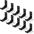 heneng 10 Pcs 2" x 2" Aluminium Alloy Slight Foldable Hook, Black Solid Hooks, Max Load 44lbs, 1/8" Thick