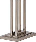 Possini Euro Design Modern Standing Floor Lamp Double Tier 62" Tall Brushed Nickel Silver Openwork Rectangular Off White Fabric Shade Decor for Living Room Reading House Bedroom Home