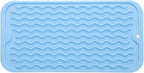 Silicone Dish Drying Mat for Multiple Usage,Easy clean,Eco-friendly,Heat-resistant Silicone Mat for Kitchen Counter or Sink,Refrigerator or Drawer Liner Light Blue S 12 inches x 6 inches