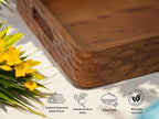 Vesta Homes Acacia Wood Serving Tray for Home/Kitchen/Restaurant/Office Organizer/Dining Table | Premium Serving Trays | 18 x 12 x 2.25 Inches | Handcarved in India