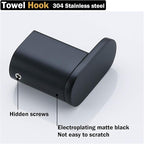 RANDOM Towel Hooks for Bathroom Wall Mounted Hand Towel Holder Matte Black Coat Hooks Heavy Duty Wall Hook for Kitchen Stainless Steel Robe Hook 2 Pack