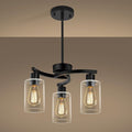 3-Light Modern Farmhouse Black Pendant Lights Kitchen Island, Adjustable Height Contemporary Chandeliers for Dining Room Light Fixture Hanging, Clear Glass Shade