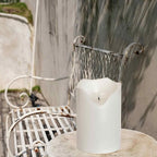 Homemory 6.3" x 8" Extra Large Outdoor Waterproof Candle with Auto 6-Hour Timer, Big Flameless Candle, Extra Wide and Tall Pillar Candle Battery Operated, White Plastic Made, Long Last for Months