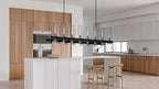 Black Linear Chandelier, 54 Inch 16-Lights Modern Kitchen Island Dining Room Over Table Light Fixture, Industrial Farmhouse Large Pendant Lighting with Glass Shade