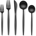 Stapava 30-Piece Matte Black Silverware Set, Stainless Steel Flatware Set for 6, Satin Finish Cutlery Include Forks Spoons and Knives Set for Home Restaurant, Dishwasher Safe Utensils Set