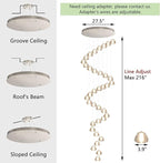 36 Light 216'' Long Large Crystal Chandeliers LED Chandeliers for High Ceiling Handing Light Fixture for Entrance Hallway Foyer Staircase Lobby Silver